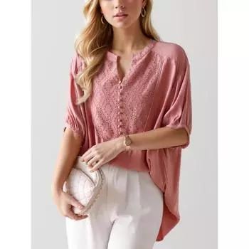 DIMANAF 2024, летняя кружевная блузка больших размеров, повседневная рубашка, женская одежда с принтом, свободная футболка с короткими рукавами