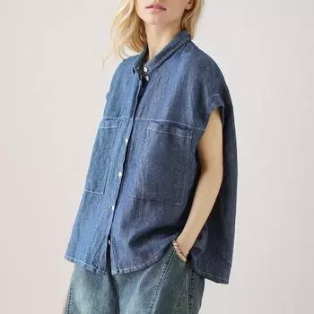 Dimanaf 2024 Летняя рубашка больших размеров, джинсовая рубашка, блузка, повседневная женская рубашка без рукавов, однотонные свободные синие дизайнерские винтажные топы