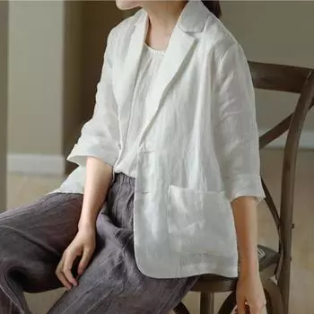 DIMANAF 2024 Летняя рубашка Женская блузка Куртки Модные топы Футболки Повседневные свободные белые футболки Новый кардиган M белый