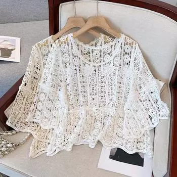 DIMANAF 2024, летняя женская кружевная базовая майка, футболка без рукавов, кружевные футболки, повседневные свободные футболки белого цвета