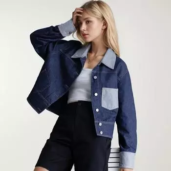 DIMANAF 2024 New Women Denim Jackets Autumn Casual Blue Outerwear Long Sleeve Loose Button Coat Cotton