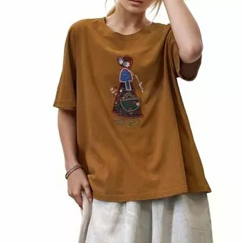 DIMANAF 2024 Новая футболка больших размеров, летняя женская футболка с коротким рукавом и вышивкой для девочек, свободные базовые топы с цветочным принтом и круглым вырезом, футболка, новый большой размер