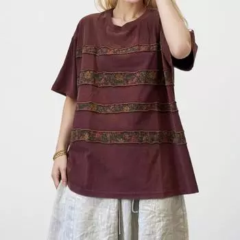 DIMANAF 2024 Новая футболка больших размеров, летняя женская футболка с коротким рукавом, свободные базовые топы с полосатым цветком и круглым вырезом, футболка, новый большой размер