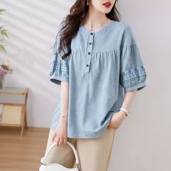 DIMANAF 2024 Новая футболка больших размеров, летняя женская свободная хлопковая футболка с коротким рукавом и круглым вырезом, базовые топы, футболка, новый большой размер