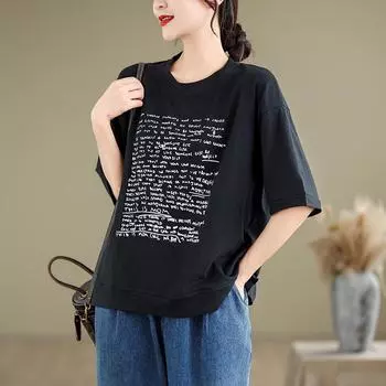 DIMANAF 2024 Новая футболка больших размеров, летняя женская свободная однотонная футболка с коротким рукавом, базовая хлопковая футболка с круглым вырезом