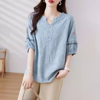 DIMANAF 2024 Новая футболка больших размеров, летняя женская футболка с коротким рукавом, свободные хлопковые базовые топы с цветочным принтом, новая футболка большого размера