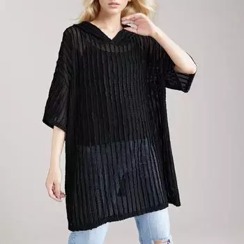 DIMANAF 2024 Новая футболка больших размеров, летняя женская однотонная, с коротким рукавом, свободная, с капюшоном и V-образным вырезом, базовые топы, футболка, новый большой размер