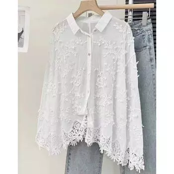 DIMANAF 2024 Новая футболка женская вязаная кружевная жилетка с круглым вырезом полые летние стильные базовые топы футболки свободная одежда