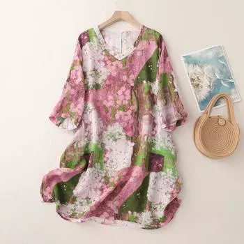 DIMANAF 2024 Новая льняная футболка больших размеров, летняя женская свободная футболка с коротким рукавом и v-образным вырезом, базовые топы, футболка большого размера