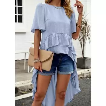 DIMANAF 2024, новая летняя блузка больших размеров, льняная модная однотонная рубашка, женская свободная рубашка с коротким рукавом, повседневные длинные футболки