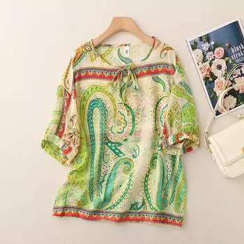 DIMANAF 2024, новая летняя блузка больших размеров, модная женская рубашка, свободная рубашка с коротким рукавом, повседневные топы с принтом, футболки