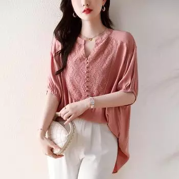 DIMANAF 2024, новая летняя блузка больших размеров, модная женская рубашка, свободная рубашка с длинными рукавами, повседневные топы с принтом, футболки