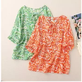 DIMANAF 2024, новая летняя блузка больших размеров, модная женская рубашка, свободная рубашка с коротким рукавом, повседневные топы с принтом, футболки
