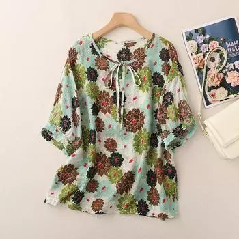 DIMANAF 2024, новая летняя блузка больших размеров, модная женская рубашка, свободная рубашка с коротким рукавом, повседневные топы с принтом, футболки