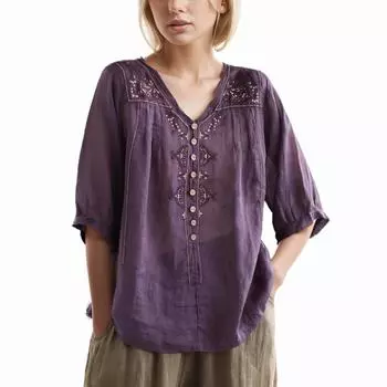 DIMANAF 2024, новая летняя блузка больших размеров, льняная модная рубашка, женская свободная рубашка с коротким рукавом, повседневные однотонные футболки