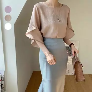 DIMANAF 2024, новая летняя блузка больших размеров, модная женская свободная рубашка с рукавами-бабочками, повседневные однотонные футболки