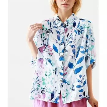 DIMANAF 2024, новая летняя блузка, модная женская однотонная рубашка, повседневные однотонные тонкие свободные белые топы, футболки L