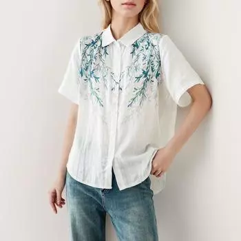 DIMANAF 2024, новая летняя блузка, модная женская однотонная рубашка, повседневные однотонные тонкие свободные белые топы, футболки M белый