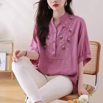 DIMANAF 2024 новая летняя женская футболка базовая с коротким рукавом с вышивкой и принтом свободные повседневные модные топы футболка новая