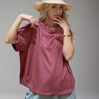 DIMANAF 2024 Новая летняя женская футболка больших размеров с коротким рукавом, однотонная с принтом летучей мыши, базовая свободная красная повседневная футболка с круглым вырезом, большие синие топы, новинка