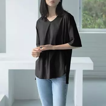 Dimanaf 2024 Новая летняя женская футболка больших размеров с коротким рукавом, базовая свободная повседневная футболка с v-образным вырезом и большими топами
