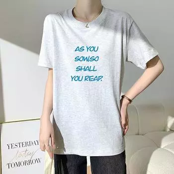 Dimanaf 2024 Новая летняя женская футболка из хлопка с коротким рукавом с буквенным принтом и рисунком, свободные базовые повседневные топы с круглым вырезом, футболка, новинка 7