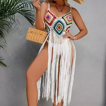 DIMANAF 2024 Новая летняя женская футболка с кисточками, базовые модные кружевные футболки, повседневные свободные праздничные футболки