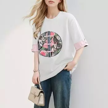 Dimanaf 2024 Новая летняя женская свободная футболка больших размеров с вышивкой, рубашка в винтажном стиле, повседневные базовые топы на пуговицах, футболки с коротким рукавом