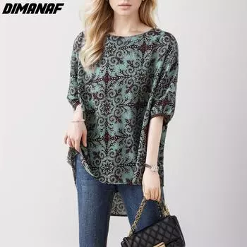 Dimanaf 2024 Новая летняя женская свободная футболка больших размеров, хлопковая винтажная рубашка, повседневные базовые топы, футболки с коротким рукавом