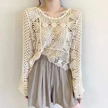 DIMANAF 2024 Новая летняя женская вязаная футболка Базовые модные топы Кружевные футболки Повседневные свободные белые футболки One Size белый