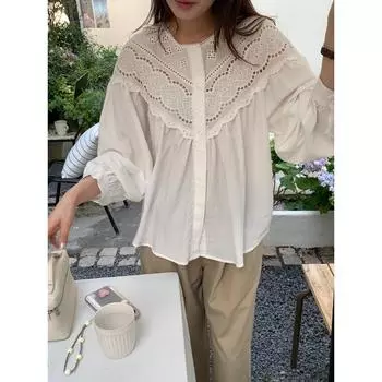 DIMANAF 2024, новая весенняя стильная блузка больших размеров, винтажная белая повседневная рубашка с длинным рукавом, женская свободная рубашка