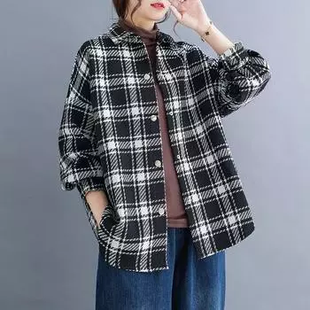 DIMANAF 2024 Новая женская блузка, пальто, куртки, осенняя верхняя одежда на пуговицах, повседневная, с длинным рукавом, свободная, большого размера One Size белый