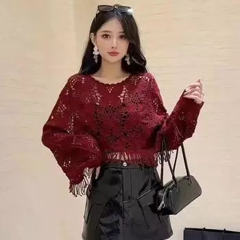 DIMANAF 2024 Новая женская футболка с жилетом «летучая мышь», трикотажные базовые модные топы, кружевные футболки, повседневные свободные зеленые футболки One Size белый