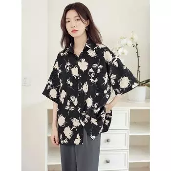 DIMANAF 2024, новая женская летняя блузка больших размеров, рубашка с коротким рукавом, свободная рубашка с цветочным принтом, повседневные топы, футболки, винтажные