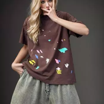 DIMANAF 2024, новинка, большие размеры, летние женские футболки с короткими рукавами и принтом, свободные базовые топы с круглым вырезом и пуговицами, новинка
