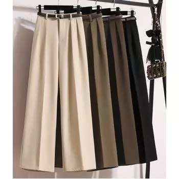 DIMANAF 2024, новинка, большие размеры, весенне-летние длинные брюки, женские свободные повседневные однотонные брюки с эластичной резинкой на талии, широкие брюки XL бежевый