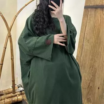 DIMANAF 2024, новинка, летнее женское однотонное свободное платье больших размеров с круглым вырезом и вышивкой, базовое платье-футболка 04