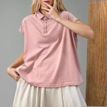 DIMANAF 2024, новинка, летние женские размеры больших размеров, свободные однотонные однотонные топы с круглым вырезом и пуговицами, футболка с короткими рукавами, новинка