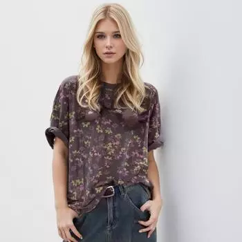 DIMANAF 2024, новинка, летние женские размеры больших размеров, свободные свободные топы с цветочным принтом и круглым вырезом, футболка с короткими рукавами, новинка