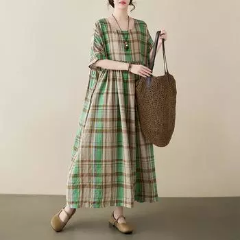 DIMANAF 2024, новое летнее длинное платье больших размеров, пляжное женское платье с круглым вырезом и цветочным принтом, праздничные модные повседневные свободные женские платья 666 One Size