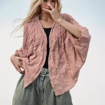 DIMANAF 2024 новое летнее женское пальто с короткими рукавами «летучая мышь», базовые модные топы, кружевные футболки, повседневные свободные белые футболки