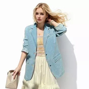 DIMANAF 2024, новое осеннее базовое длинное пальто, джинсовая куртка с длинным рукавом, синие женские свободные дизайнерские синие винтажные топы One Size синий