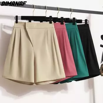 DIMANAF 2024 новые летние брюки больших размеров, брюки, шорты, свободные повседневные однотонные базовые брюки с высокой талией, женские капри