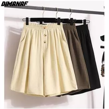 DIMANAF 2024 новые летние брюки больших размеров, брюки, шорты, свободные повседневные однотонные базовые короткие брюки, женские капри