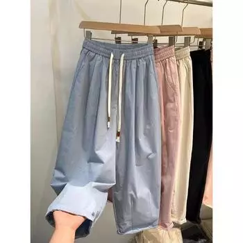 Dimanaf 2024 новые летние женские брюки больших размеров, повседневные свободные тонкие мягкие модные широкие брюки, однотонные шаровары