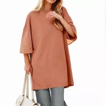 DIMANAF 2024 новые летние женские футболки повседневная рубашка короткие повседневные базовые свободные топы с большими рукавами «летучая мышь» футболка