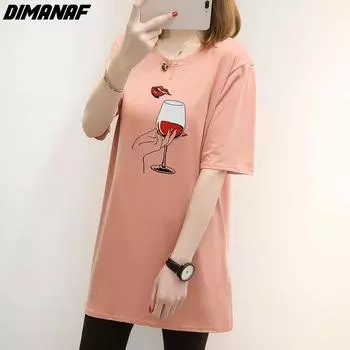 DIMANAF 2024 новые летние женские футболки, свободная повседневная хлопковая рубашка большого размера, топы с короткими рукавами, повседневная однотонная футболка с круглым вырезом