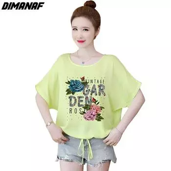 DIMANAF 2024 новые летние женские футболки, свободная повседневная рубашка с короткими рукавами, повседневные базовые топы, футболка с круглым вырезом и цветочным принтом