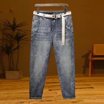 DIMANAF 2024 Новые мужские весенние джинсы больших размеров, повседневные модные винтажные свободные брюки с высокой талией, базовый стиль, шаровары, стильные брюки, эластичные длинные брюки