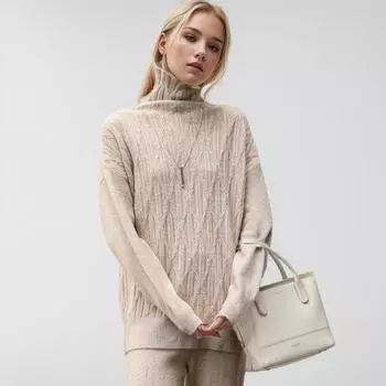 DIMANAF 2024 Новые осенние женские свитера зимние женские пуловеры топы женские водолазки трикотажные базовые однотонные футболки рубашка M